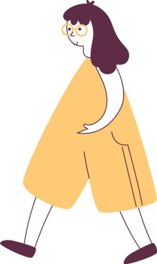 Liseli Kız Karakteri El Çizimi Vektör İllüstrasyonu