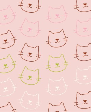 Kedi Yüzleri Arkaplan Poster Vektörü İllüstrasyonu