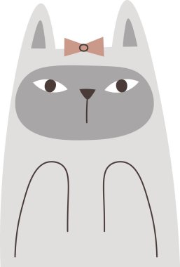 Yay Elli Kedi Başı Çekim Vektörü İllüstrasyonu