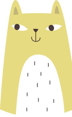 Şirin Çizgi film Kedi Kafası Vektör İllüstrasyonu