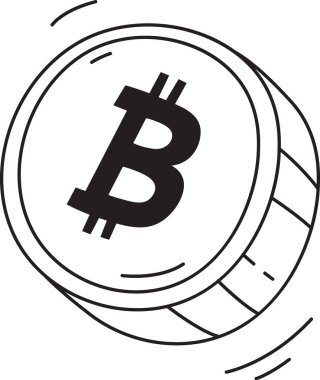 Bitcoin Bozuk Para Doodle Vektör İllüstrasyonu