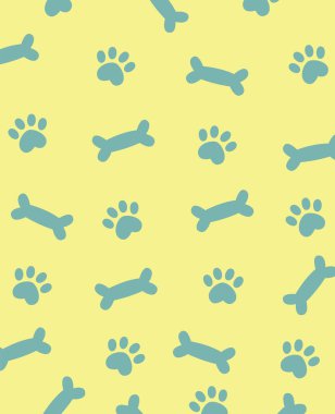 Kemikler ve Köpek Ayak izleri Arkaplan Kalıbı Vektör İllüstrasyonu