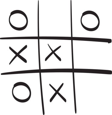 Tic-tac-toe Oyun Doodle Vektör İllüstrasyonu