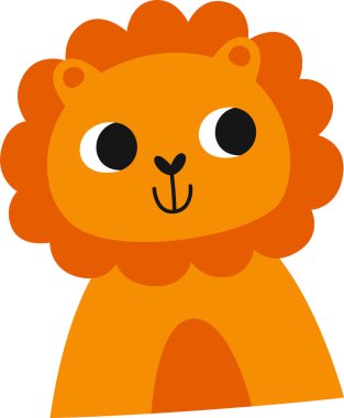 Çocuksu Aslan Portre Vektörü İllüstrasyonu