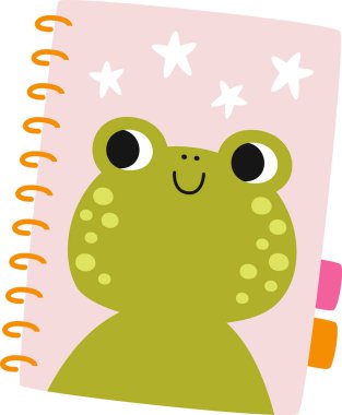 Okul Defteri Kurbağa Vektörü İllüstrasyonuyla Destekliyor