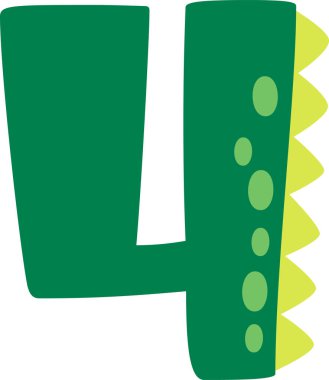 4 Dinozor Biçimi Digit Vektör İllüstrasyonu
