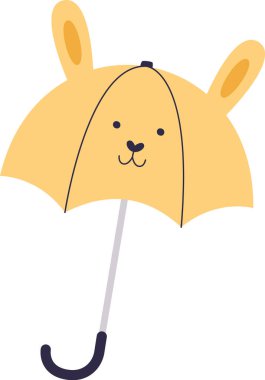 Ayı Yüzlü Yağmur Şemsiyesi İllüstrasyonu