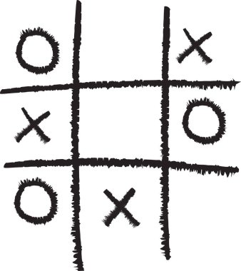 Noughts and Crosses Game Doodle Vektör İllüstrasyonu