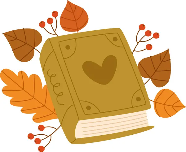 Autumn Leaves Vektör İllüstrasyonlu Kitap