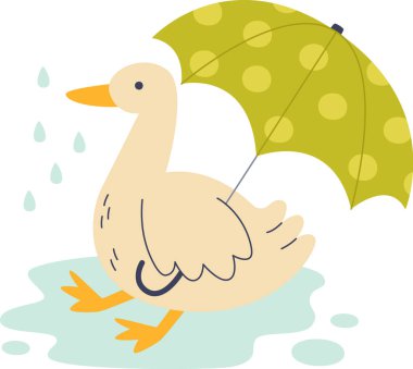 Şemsiye Vektörü İllüstrasyonlu Kaz