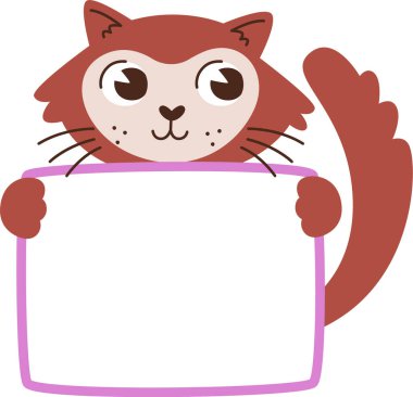Kedi Tutma Boş Kart Vektörü İllüstrasyonu