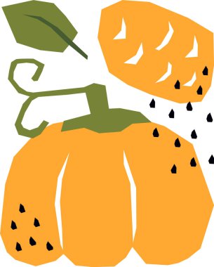 El Çizimi Balkabağı ve Domates Sebzeleri Poster Desenli Vektör İllüstrasyonu