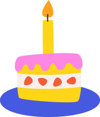 Küçük Doğum günü Pasta Vektörü İllüstrasyonu
