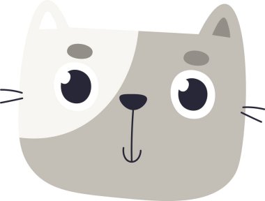 Kedi El Çizimi Portre Vektörü İllüstrasyonu