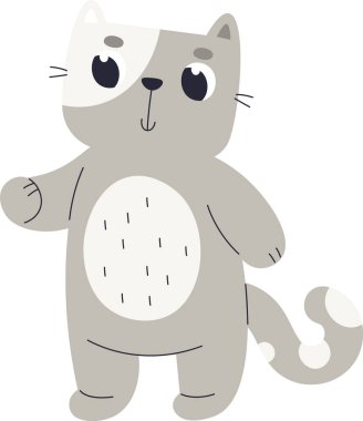 El Çizimi Kalan Kedi Vektörü İllüstrasyonu