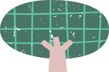 Damalı Desen Vektörü Resmedilmiş Ağaç