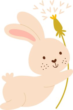 Karahindiba Vektörü İllüstrasyonlu Çocuksu Tavşan