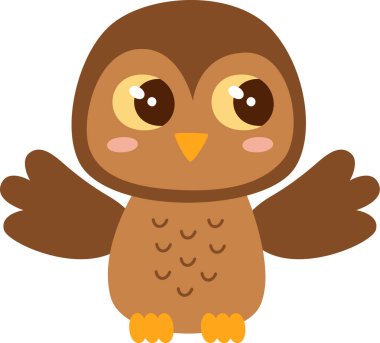 Çocuksu Baykuş Vektör İllüstrasyonu