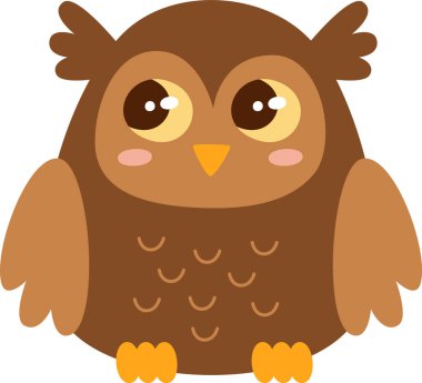 Çocukça El Çizimi Baykuş Vektörü İllüstrasyonu