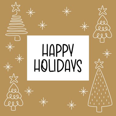 Mutlu Noeller Noel Ağaçları Arkaplan Kutlama Kart Vektörü İllüstrasyonu