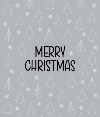 Mutlu Noel Ağaçları Arkaplan Kutlama Kartı Vektör İllüstrasyonu