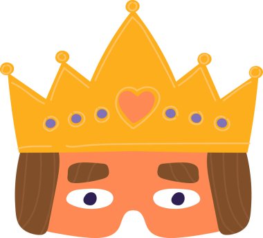 Purim Vektör İllüstrasyonu İçin Taç Giyen Karnaval Kralı Maskesi