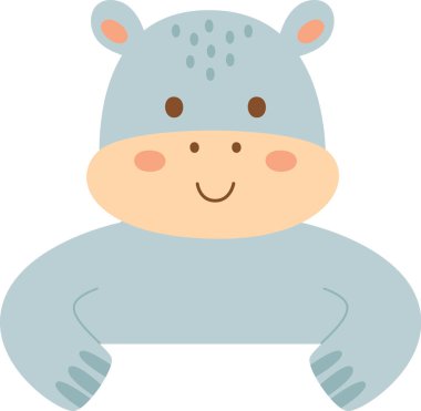 Şirin Dikiz Hipopotam Vektör İllüstrasyonu