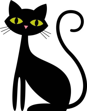 Elle çizilmiş Kedi Oturan Vektör İllüstrasyonu