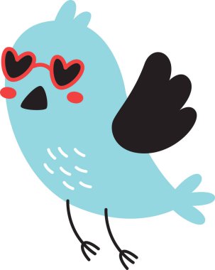 Gözlük Vektör İllüstrasyonlu El Yazması Doğum Günü Partisi Kuşu