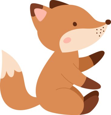 Çocuksu Şirin Tilki Vektör İllüstrasyonu