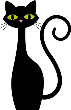 Elle çizilmiş Oturan Kedi Vektörü İllüstrasyonu