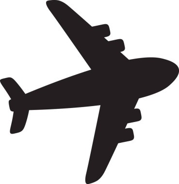 Siluet Düzlem Simgesi Vektör İllüstrasyonu