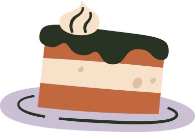 Tabak Vektörü İllüstrasyonuna El Çizimi Kek