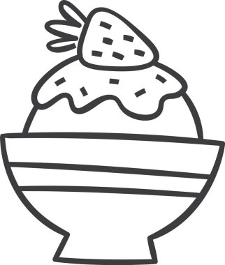 Çilek Vektörü İllüstrasyonlu Katlanmış Dondurma