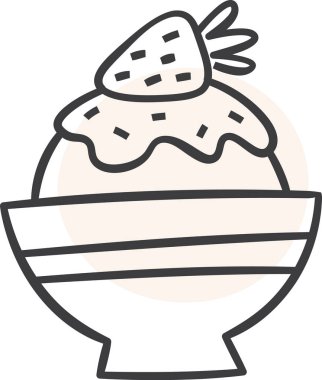 Çilek Vektörü İllüstrasyonlu El Yapımı Dondurma