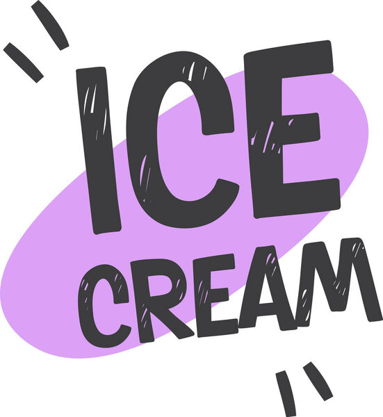Ice Cream Lettering Sticker Vector Illustration
