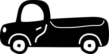 Retro Araba Çekici Doodle Vektör İllüstrasyonu