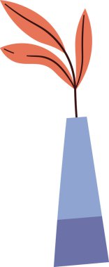 Yaprak Dalı Vektör İllüstrasyonlu Vazo