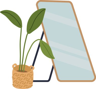 Ayna ve Çiçek Mağaza Vektörü İllüstrasyonunda