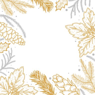 Noel Çiçek Meydanı Çerçeve Vektörü İllüstrasyonu