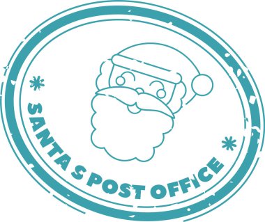 Noel Baba Posta Ofisi Posta Damga Vektörü İllüstrasyonu