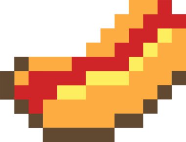 Piksel Sanatı Hot Dog Vektör İllüstrasyonu