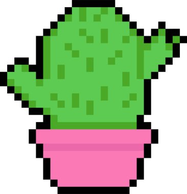 Piksel Sanat Kaktüsü Vektör İllüstrasyonu