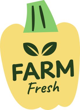 El Çizimi Biber Çiftliği Taze Eko Rozet Vektörü İllüstrasyonu