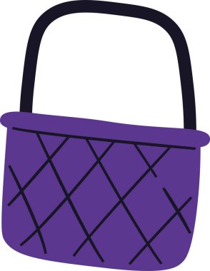 El Çizimi Hasır Sepet Vektörü İllüstrasyonu