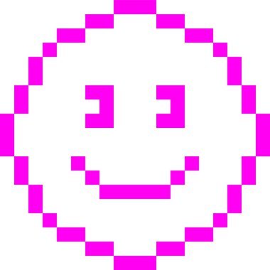 Asit Neon Emoji Mutlu Gülümseyen Piksel Sanat Vektörü İllüstrasyonu