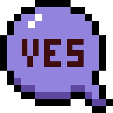 Piksel Sanatı Evet Konuşma Baloncuğu Vektör İllüstrasyonu