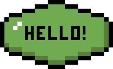 Piksel Sanatı Merhaba Konuşma Baloncuk Vektörü İllüstrasyonu