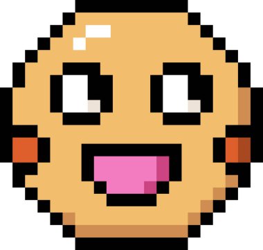 Piksel Sanat Emoji Mutlu Gülümseyen Vektör İllüstrasyonu