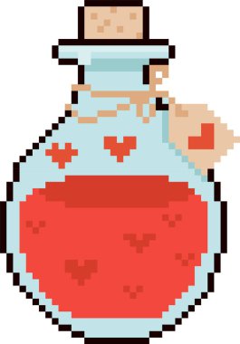 Piksel Sanat Sevgililer Günü Aşk Vektörü İllüstrasyonunun İksiri